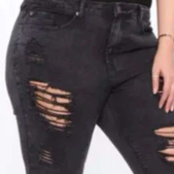 LOLA / Deconstructed Jeans OFF BLACK Size 14 Wide - Picture 5 of 5